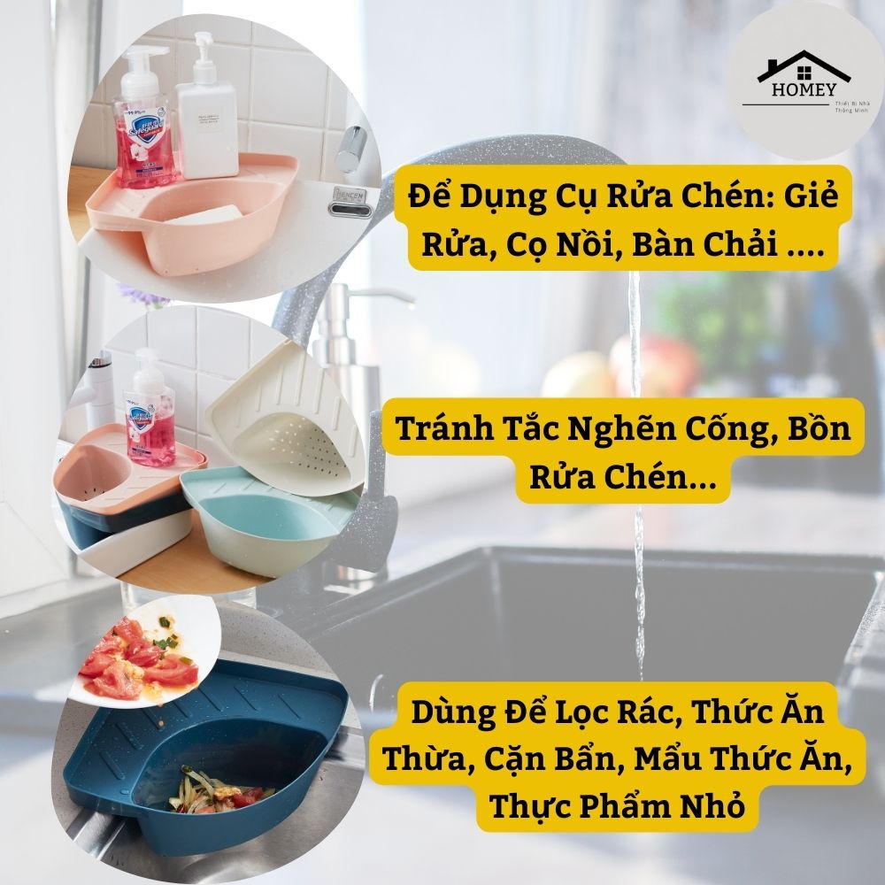 Homey - Kệ Giá Rổ Lọc Thức Ăn Thừa, Đựng Xà Bông  - Tiết Kiệm không Gian - Đa Năng - Màu Ngẫu Nhiên