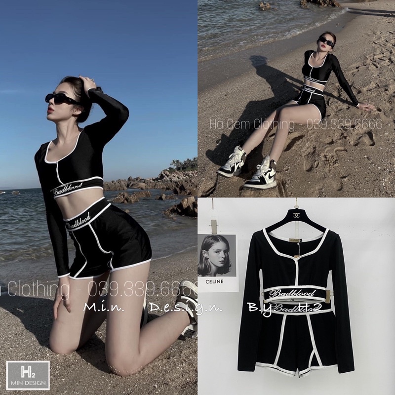 Bikini đồ bơi nữ đi biển 2 mảnh Badblood áo nhiều mẫu kèm mút mỏng quần đùi cạp cao chất liệu thun lạnh BHV182