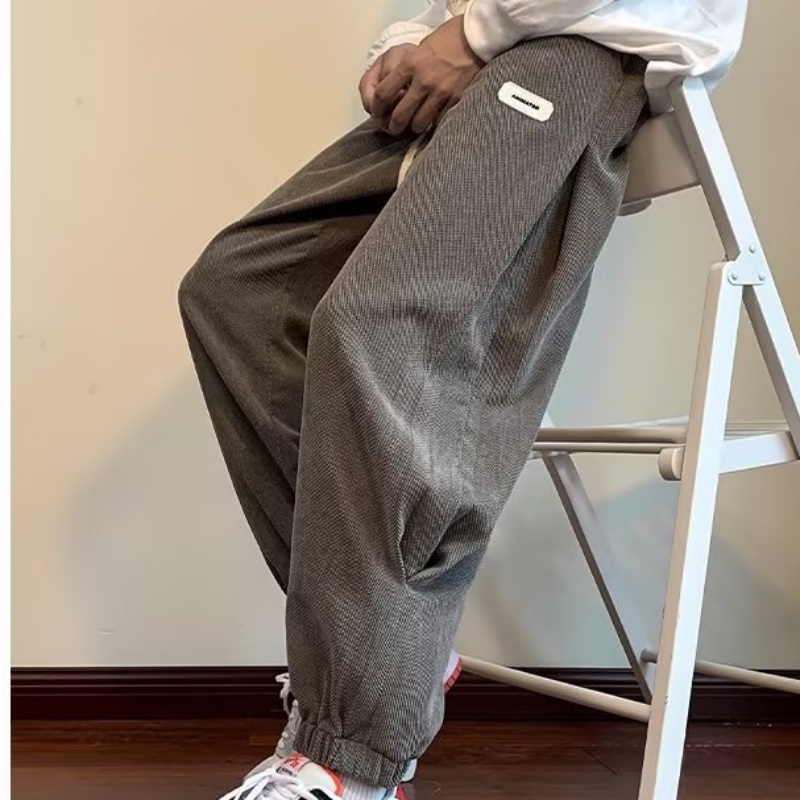 Quần Dài Thể Thao Dáng Rộng Lưng Thun Co Giãn Tốt Kiểu hip-hop Đường Phố Hàn Quốc Cá Tính Cho Nam