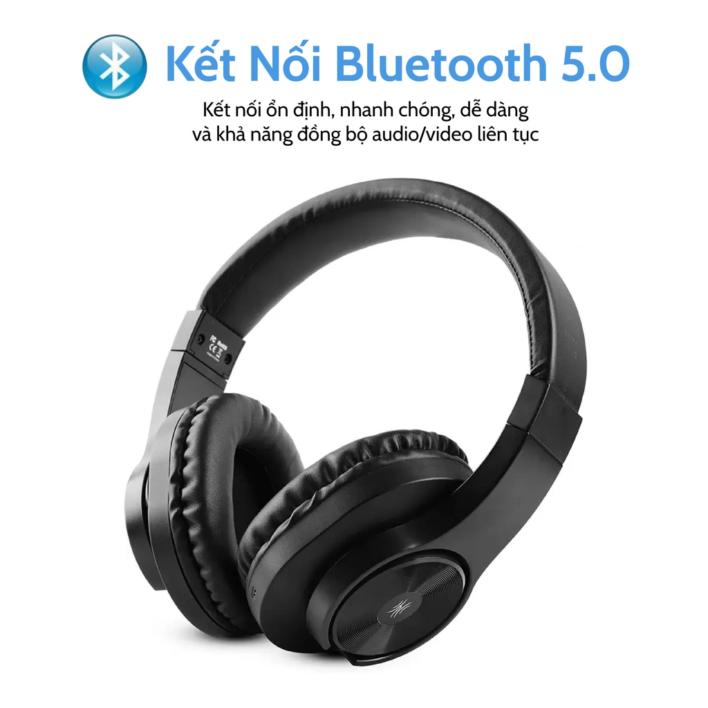 Tai Nghe Bluetooth OneOdio JS18 - Tai Nghe Chụp Tai Chính Hãng, Âm Thanh Chất Lượng, Pin 20h Kèm Jack 3.5, MICOM