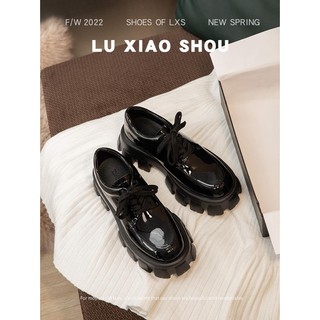 Giày da đế dày tăng chiều cao phong cách anh quốc cổ điển cho nữ