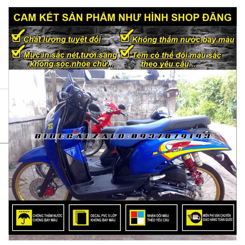 TEM RỜI MIO FINO CLASSICO MẪU R THÁI LAN DÁN XE XANH - BI DECAL