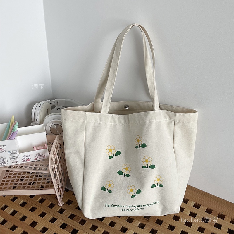 Túi vải Sức Chứa Lớn In Họa Tiết Đơn Giản Phong Cách Hàn Quốc Cho Nữ