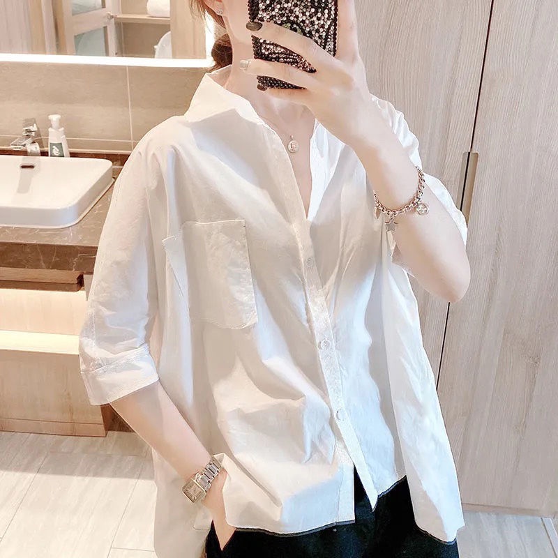 Áo Sơ Mi Chiffon Tay Ngắn Màu Sắc Retro Dành Cho Nữ#12.4