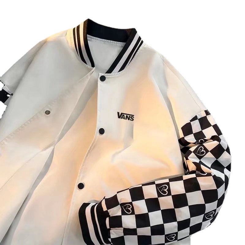 Áo Khoác Bóng Chày Cỡ Lớn In Họa Tiết Caro Phong Cách hip hop Nhật Bản Thời Trang Cho Nam size S-3XL