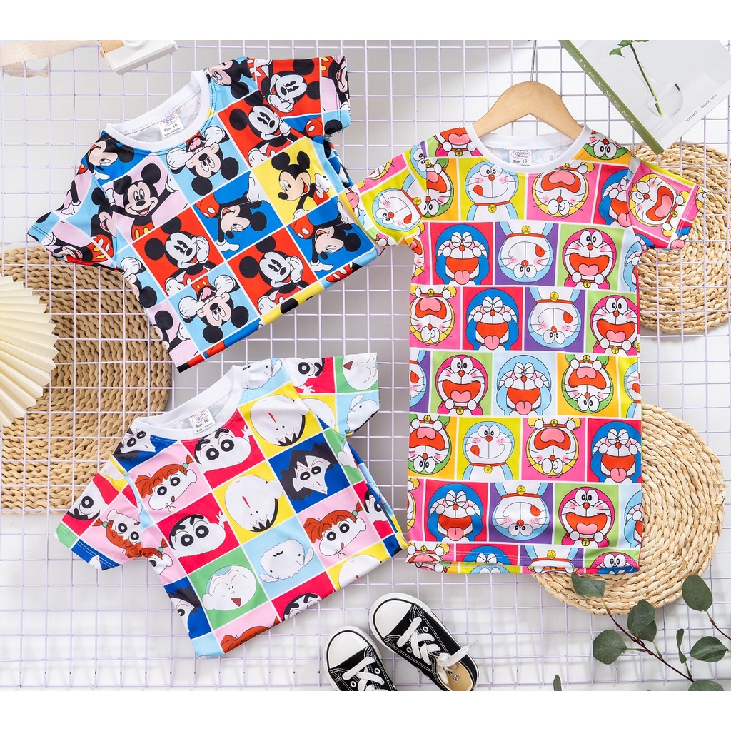 Hot trend | Váy đầm suông chất thun lạnh in 3D hoạt hình cực sắc nét đẹp cho bé 8-28kg