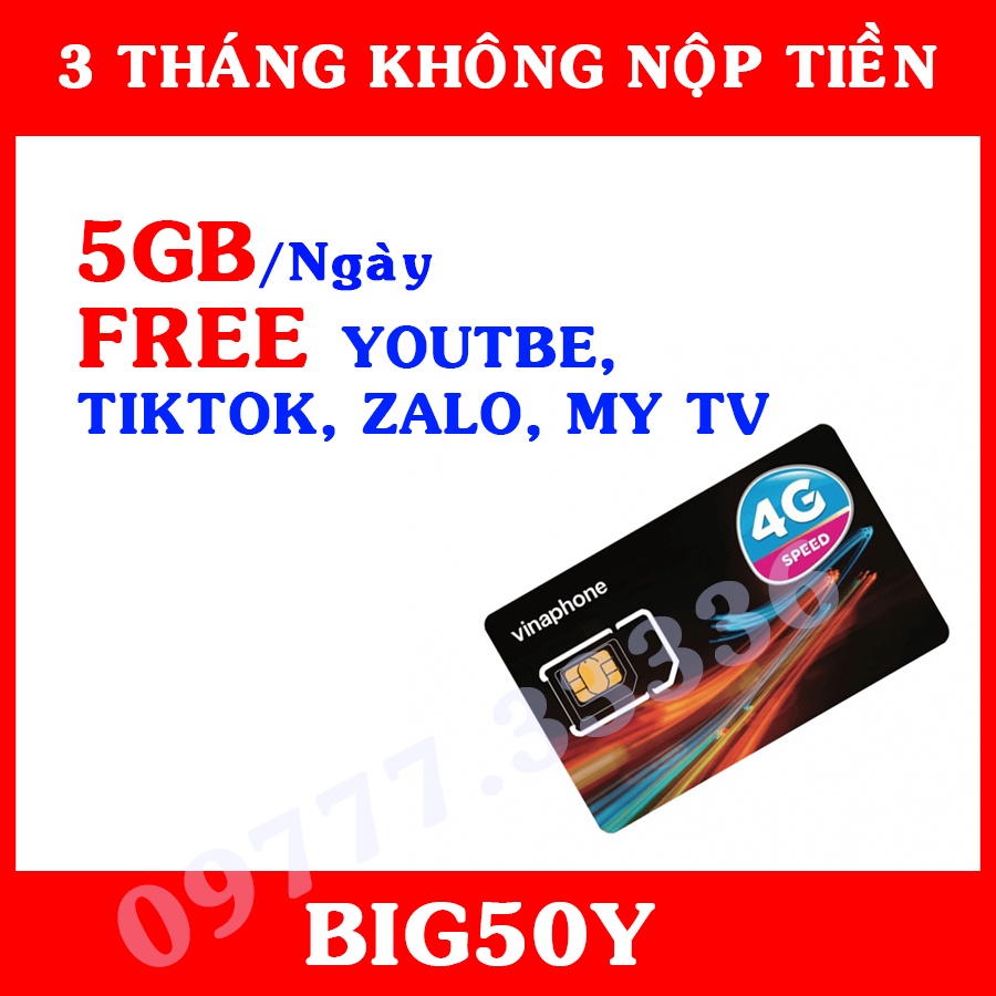 Sim Vinaphone BIG50Y 5GB/ngày, có đăng ký ESIM