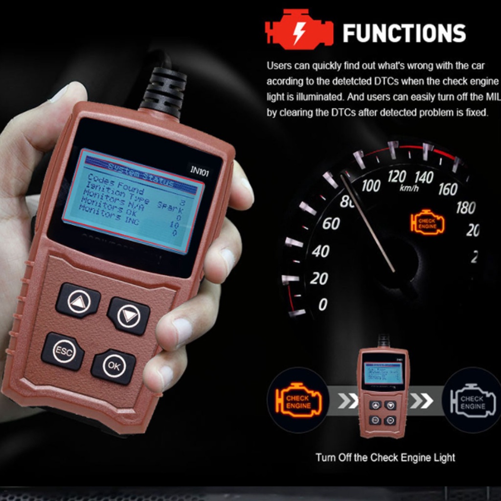 [Hàng Sẵn] Máy quét OBD2 Bộ đọc mã lỗi động cơ Công cụ chẩn đoán cầm tay đa chức năng dành cho ô tô 【Spring061】