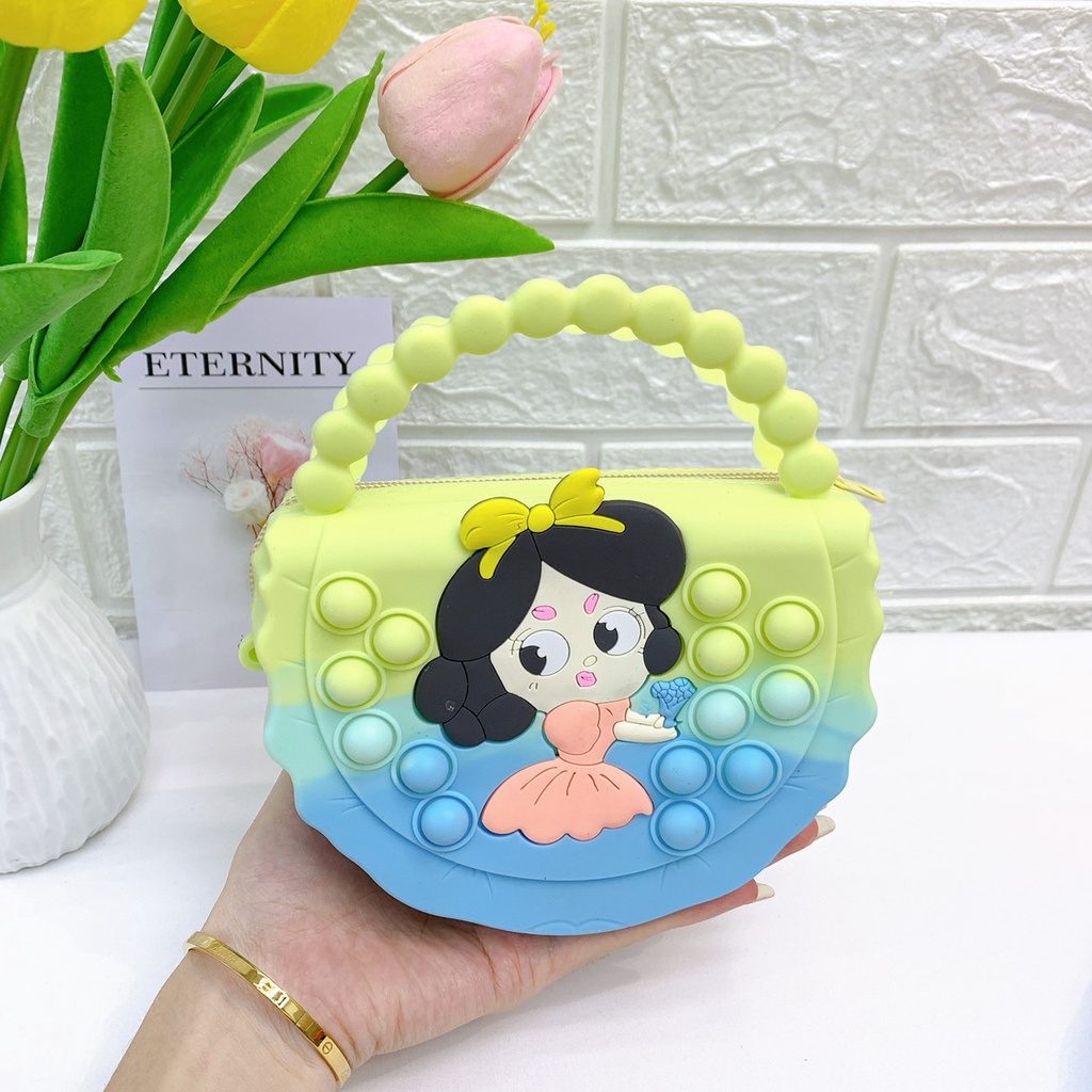 Túi xách cho bé gái đeo chéo vai mini, túi pop it silicon xinh cho trẻ em sành điệu đi chơi tết đựng lì xì