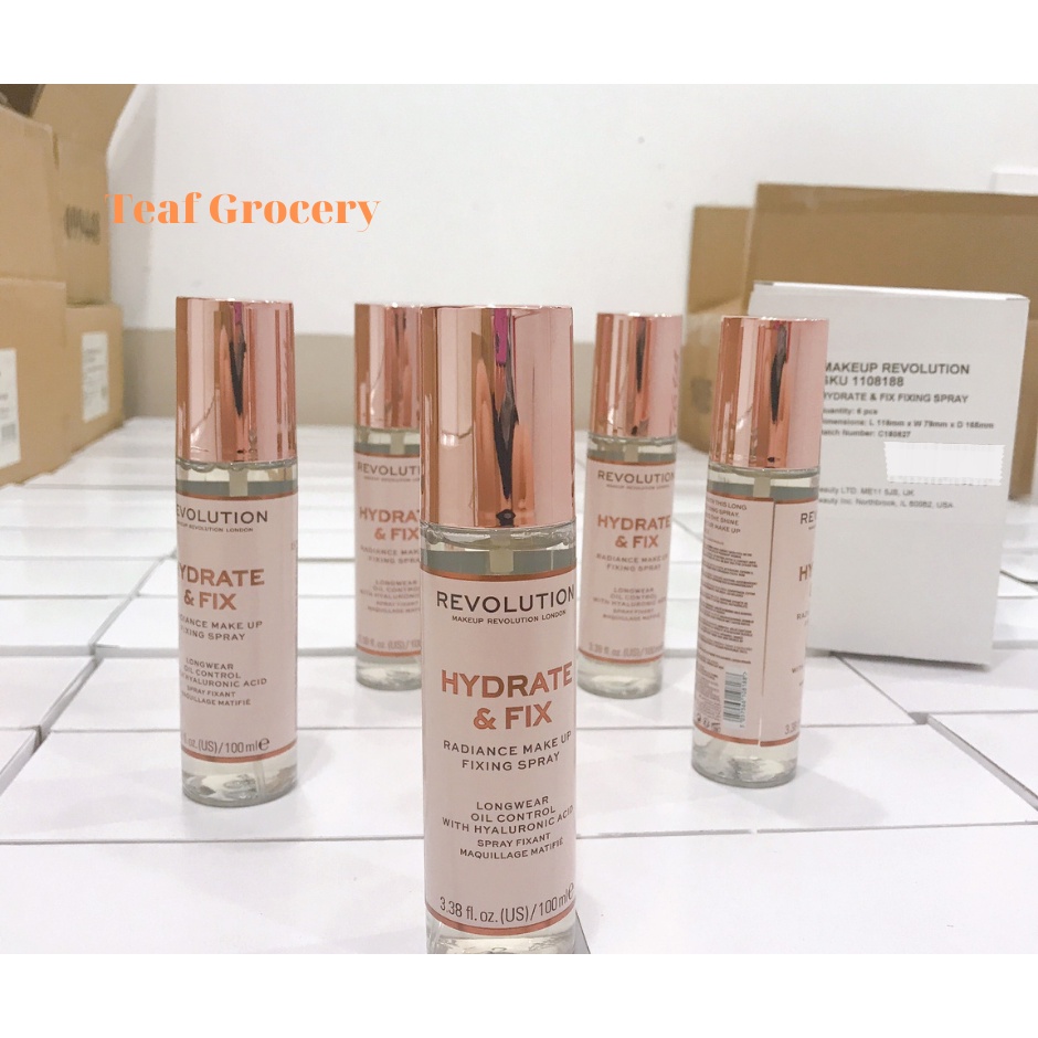Xịt khóa nền trang điểm và dưỡng ẩm - Makeup Revolution London Hydrate & Fix Radiance Make Up Fixing Spray