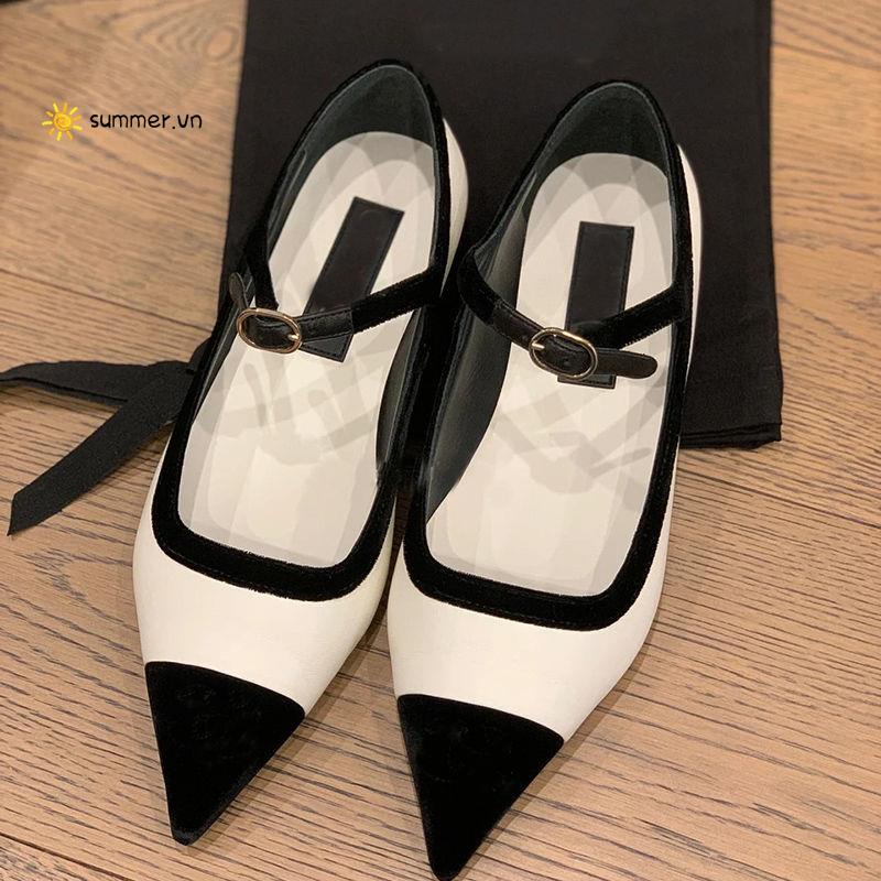 Giày Búp Bê Mary Jane Mũi Nhọn Đế Bằng Màu Sắc Đa Dạng Thời Trang Thu Đông 2022 Cho Nữ