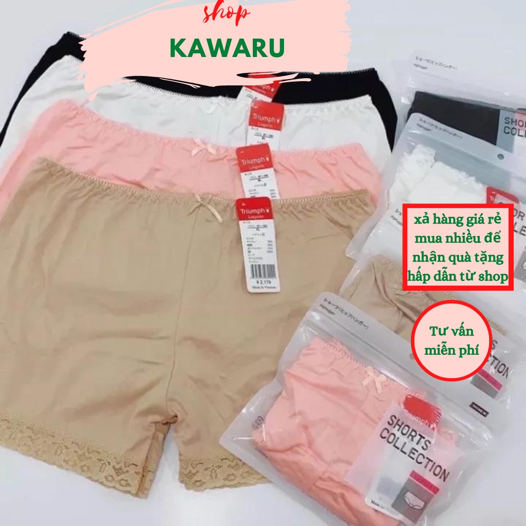 Quần mặc váy cotton phối ren có 80kg big size fom lớn xuất khẩu Nhật,Quần lót bà bầu co dãn nhiều thoáng mịn mát-kawaru