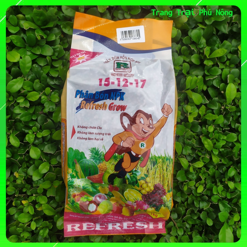 Phân bón NPK Refresh Grow 15-12-17 Chuyên dùng cho hoa và cây kiểng - Gói 1kg