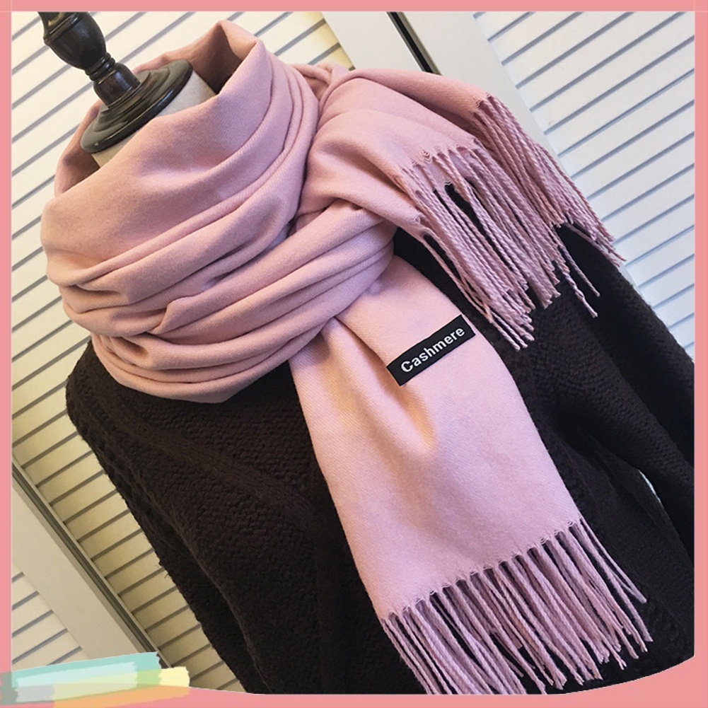 Khăn choàng màu trơn phối tua rua thời trang cho nữ