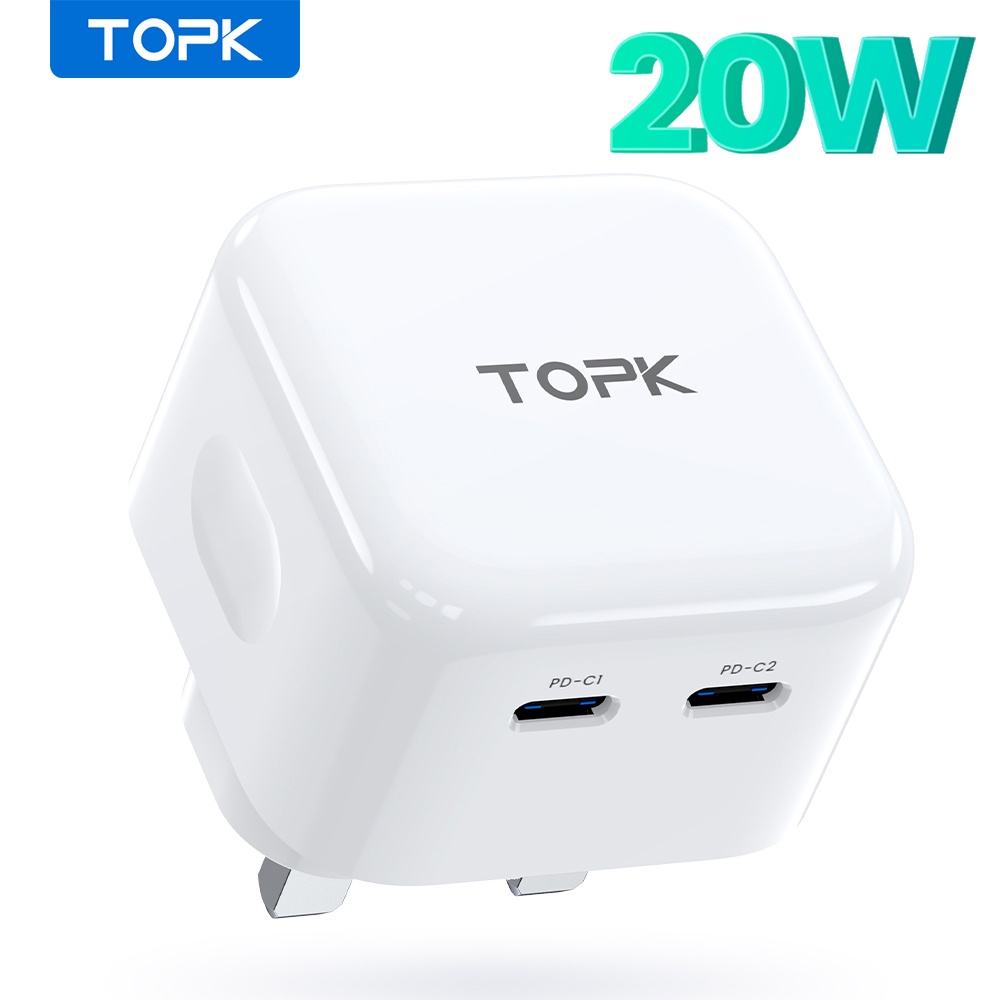 TOPK Cốc Sạc Nhanh Hai Cổng USB Type C B16-C2 PD 20W QC 3.0 Type C Cho iPhone 14 13