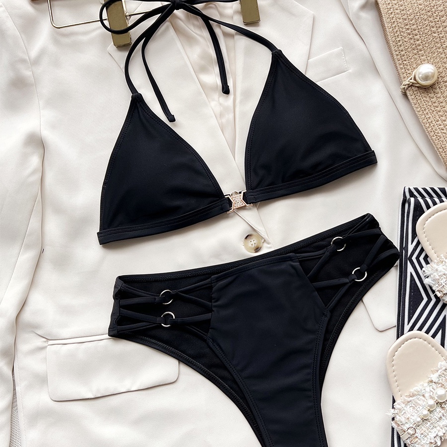 Bộ Đồ Bơi Bikini Màu Đen Thời Trang Mùa Hè Cho Nữ