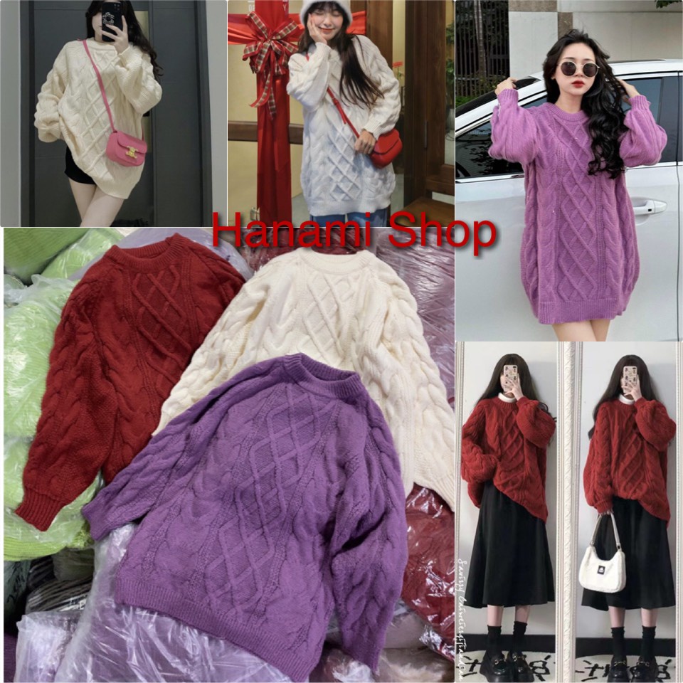 Áo Len Vặn Thừng, Áo Len Dáng Dài Hàng Quảng Châu Cao Cấp