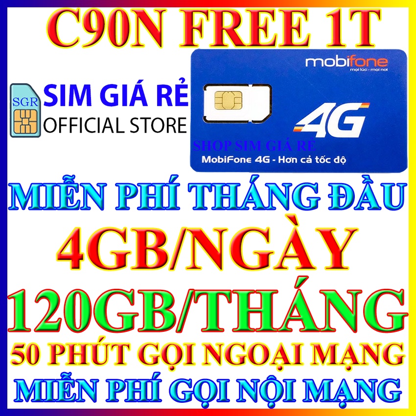 Sim 4G Mobifone C90N, EDU, SHIP120N, khuyến mãi 4G tốc độ cao mạng Mobifone, Shop sim giá rẻ
