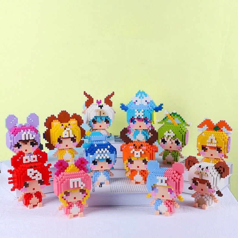 Mô hình lắp ráp 12 cung hoàng đạo, lego mini đồ chơi lắp ráp 3d