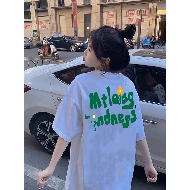 Áo Thun Tay Ngắn Dáng Rộng In Chữ Thời Trang Hàn Quốc Cho Nữ