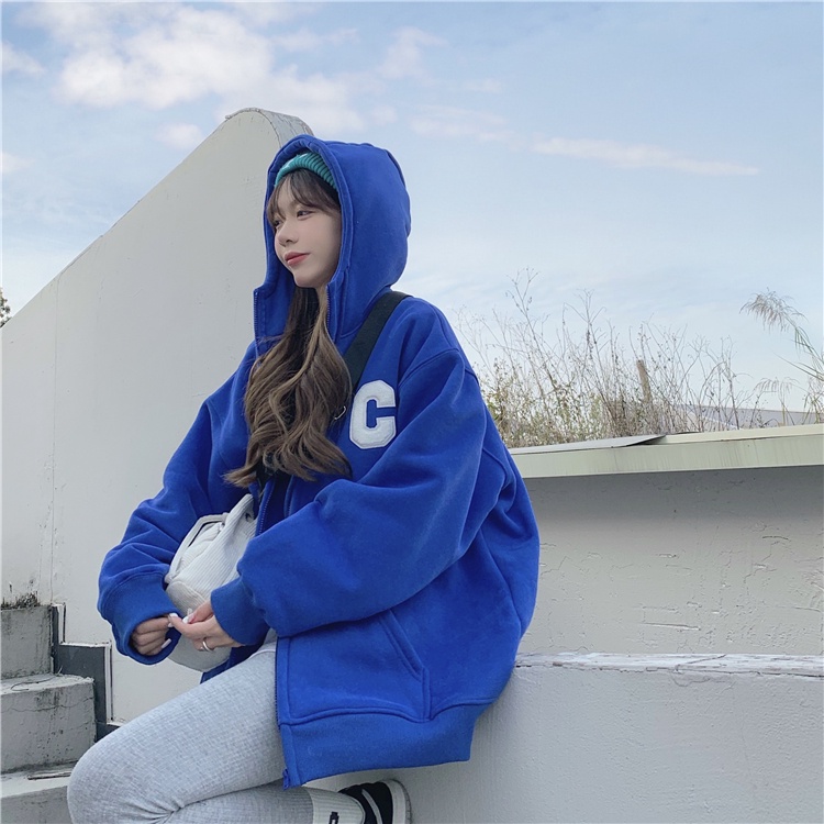Áo Hoodies Nữ Thêu Chữ Phong Cách Hàn Quốc