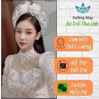 Mấn vành đính hoa - mấn cô dâu nổi lông vũ cao cấp-ms10