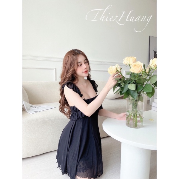 Váy ngủ thun lưới 2 lớp phối ren xoè công chúa dễ thương, nữ tính | BigBuy360 - bigbuy360.vn