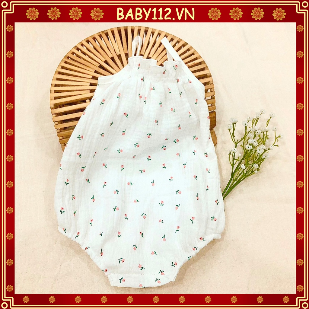 Bodysuit cho bé gái từ sơ sinh 6 tháng đến 2 tuổi kiểu hàn quốc muslin kiểu hoa hồng thoáng mát mềm mịn BABY112 BD003