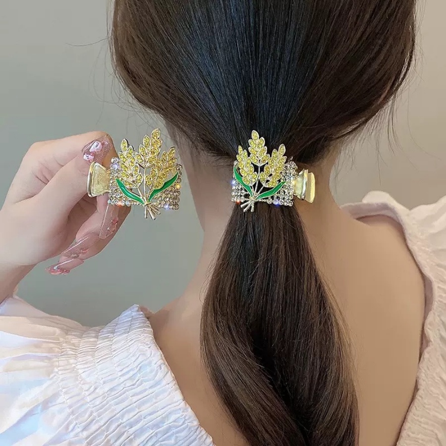 Kẹp Tóc Đuôi Ngựa Bằng Hợp Kim Đính Kim Cương Giả Phong Cách Hàn Quốc