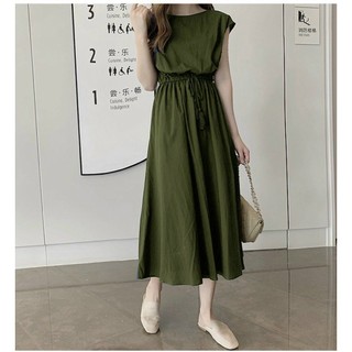 ĐẦM SUÔNG EO RÚT CÁNH DƠI 2 MÀU