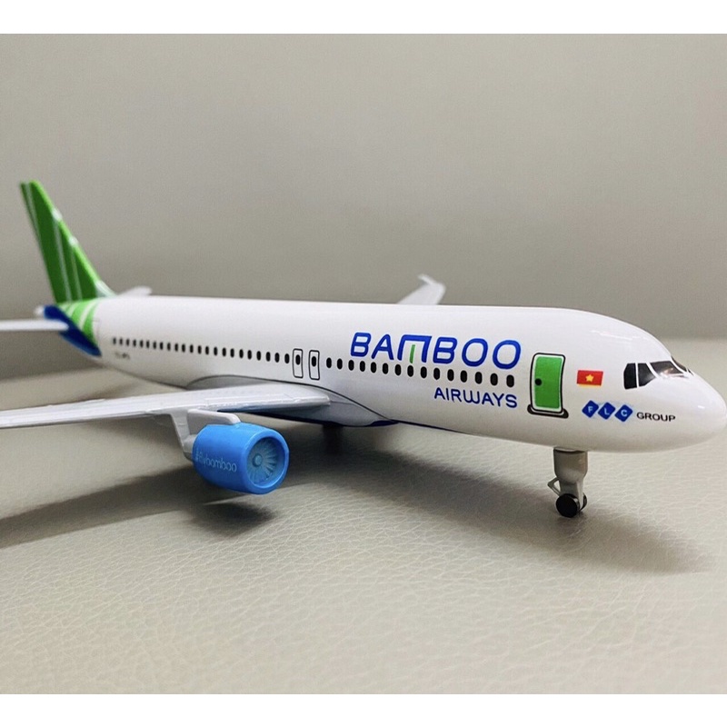 Mô Hình Máy Bay Bambo Màu Trắng Hợp Kim Cao Cấp 20Cm Có Bánh Xe Kèm Chân Đế Chuẩn Đẹp / Mô hình máy bay trưng bày