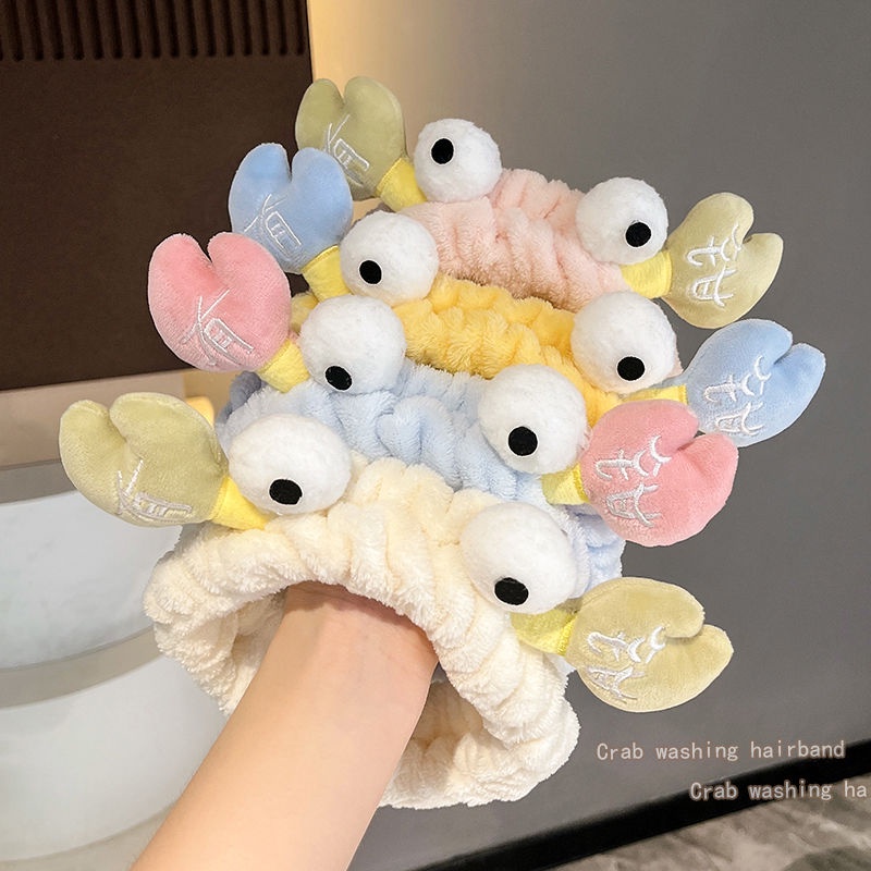 Băng đô cài tóc rửa mặt Hình Con Cua Bằng Lông Nhung Dễ Thương Xinh Xắn