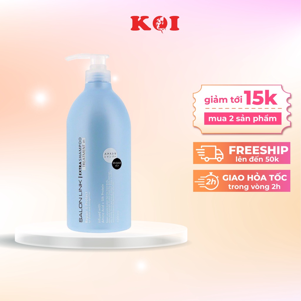 Dầu gội đầu Kumano Salon Link Extra Treatment dùng cho tóc uốn nhuộm và tóc xoăn 1000ml