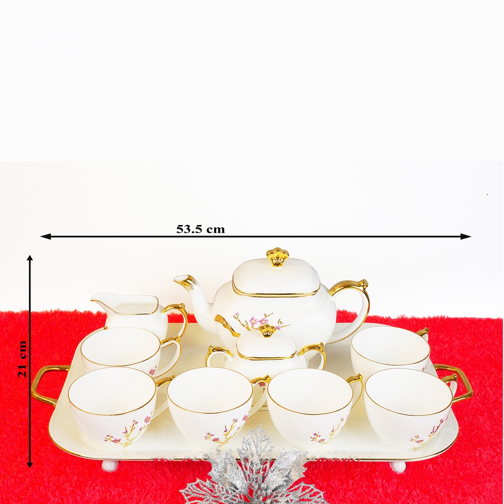 BỘ ẤM TRÀ SỨ HOA ĐÀO NHẬP KHẨU