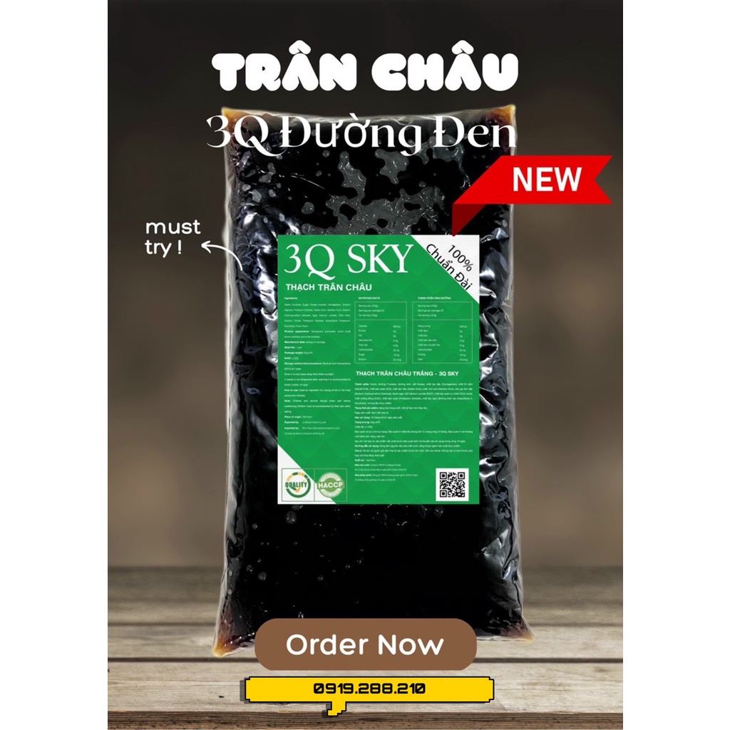 Trân châu 3Q Sky vị đường đen túi 2kg giòn dai