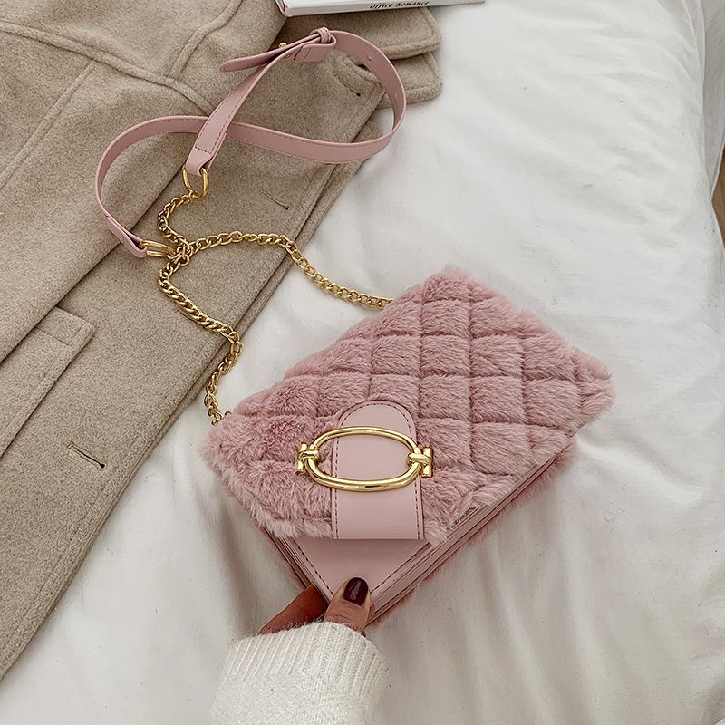Túi Đeo Chéo Lông Xù Quai Xích Thời Trang Hàn Quốc Mới Cho Nữ