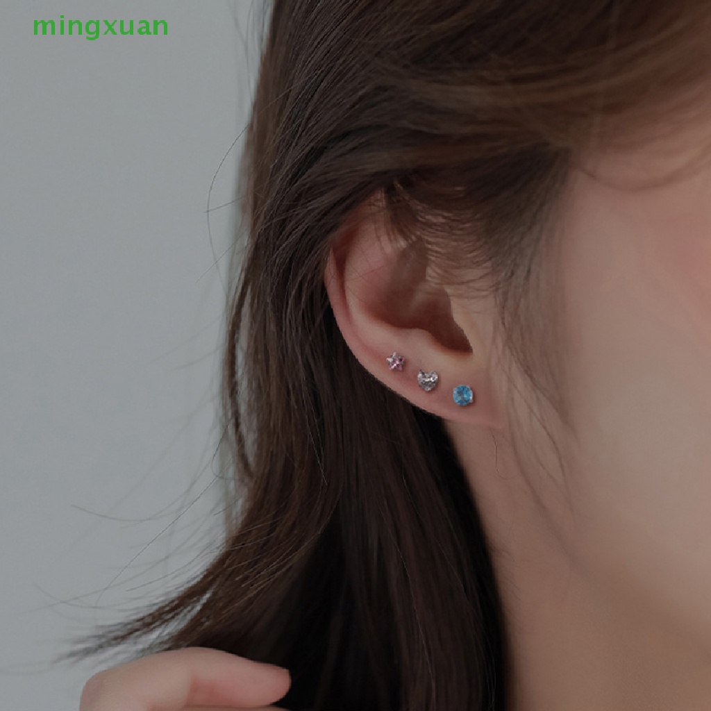 1 Đôi Khuyên Tai Bằng Thép Không Gỉ Đính Đá Zircon Thời Trang