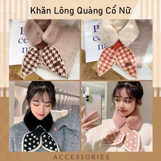Khăn quàng cổ lông mềm, nơ chấm bi cute