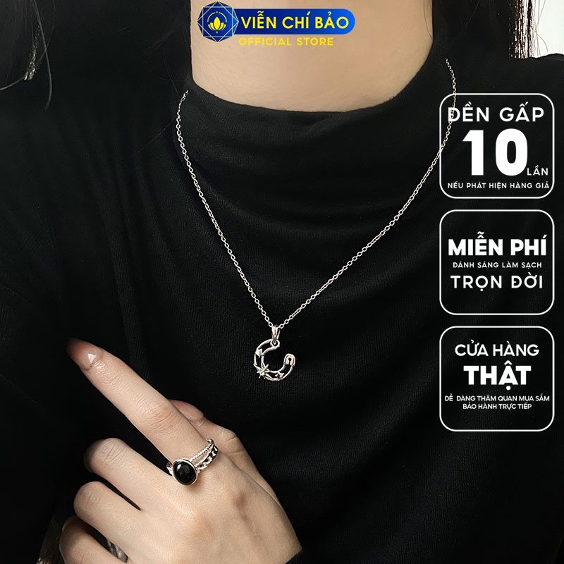 Dây chuyền ki m băng tròn ngôi sao chất liệu bạc Thái 925 thời trang phụ kiện trang sức Viễn Chí Bảo D000090