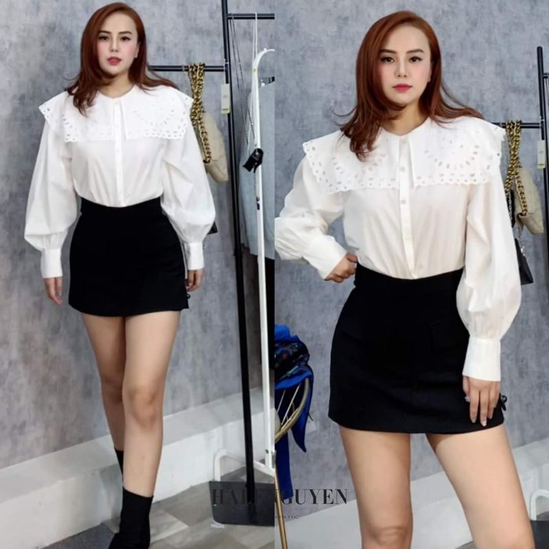 Áo sơmi cổ vuông dập lỗ hàng Auth size S