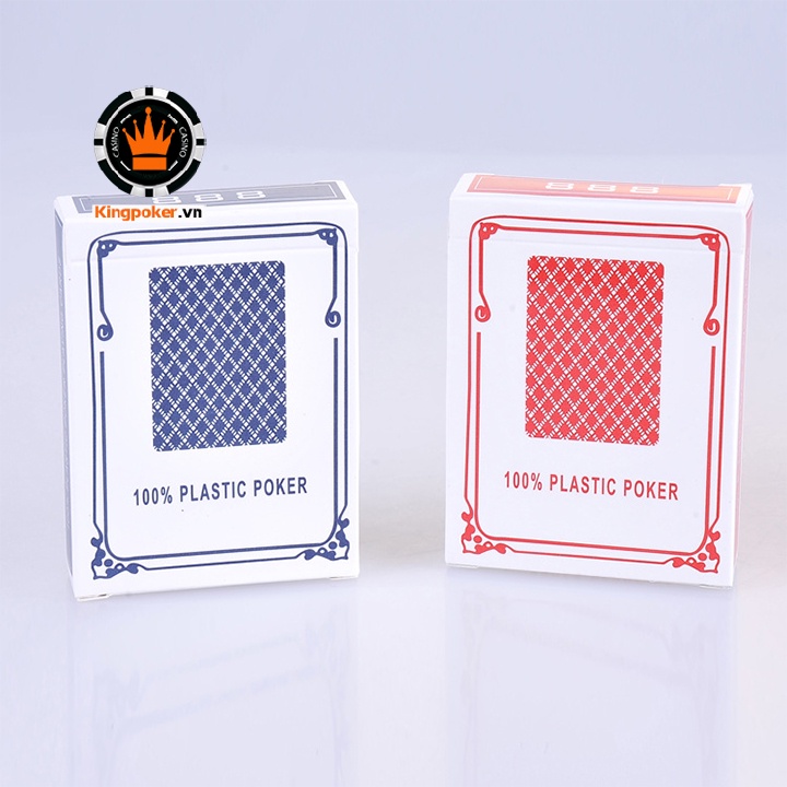 Bộ bài poker nhựa chữ số lớn lưng caro chuẩn casino