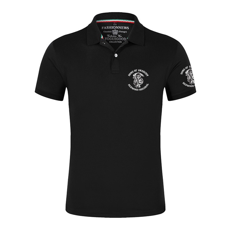 Áo Thun Polo Cotton In Họa Tiết Âm Thanh Anarchy Tùy Chỉnh Phong Cách Thể Thao Mới Cho Nam