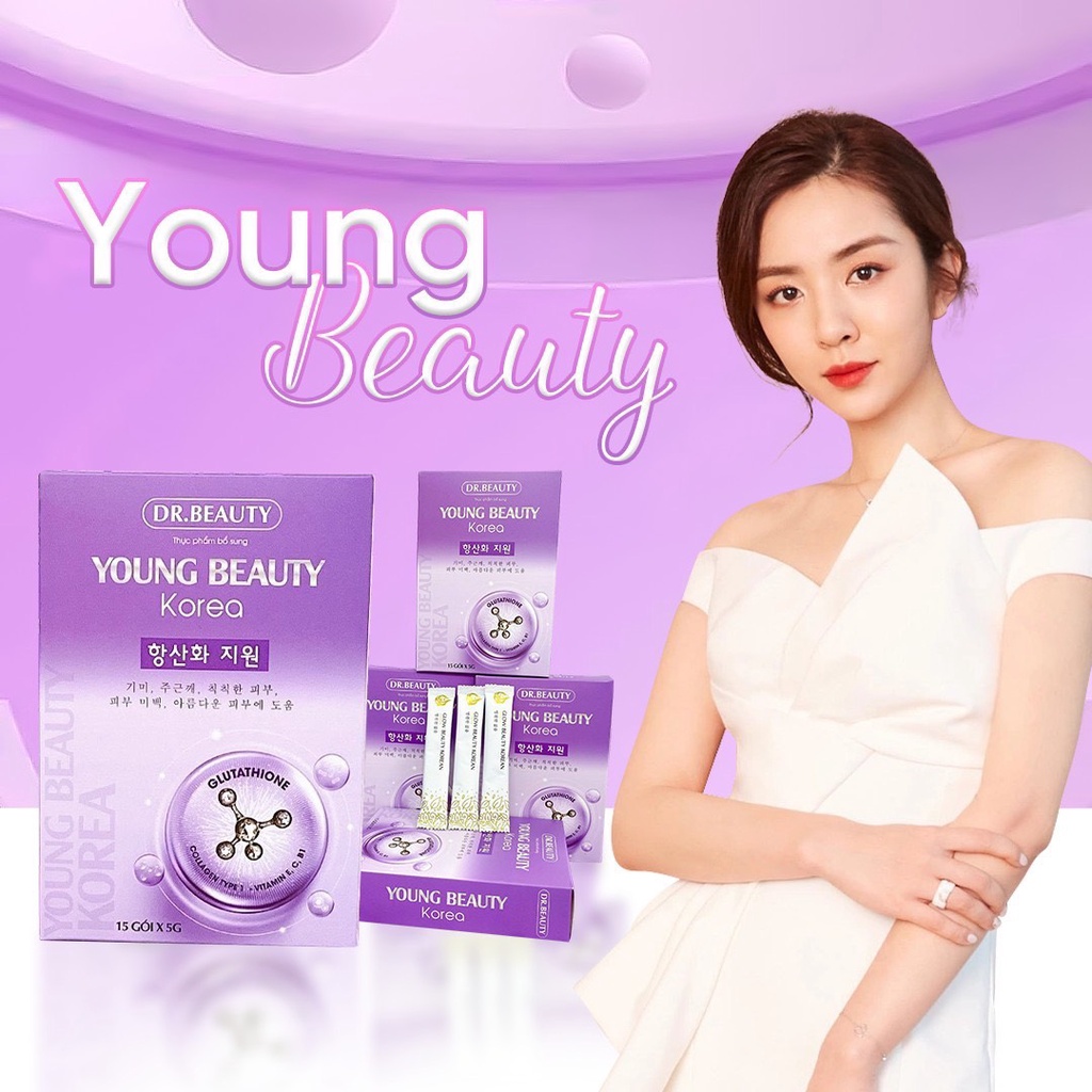 Bột uống trắng da collagen  young beauty mờ nám giảm tàn nhanh chống lão hóa da