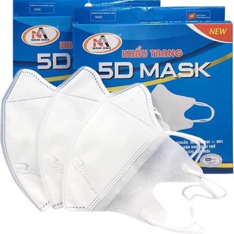 Combo 100 cái khẩu trang thiết kế 3D mask kháng khuẩn - Khẩu trang 5D FAMAPRO 3 lớp 10 cái/ hộp
