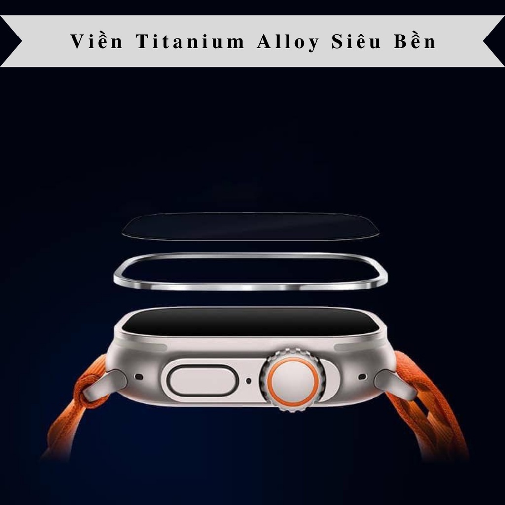 Miếng Dán Cường Lực Màn Hình Viền Titanium Alloy Dành Cho Apple Watch Ultra, Kai.N TitanGlass