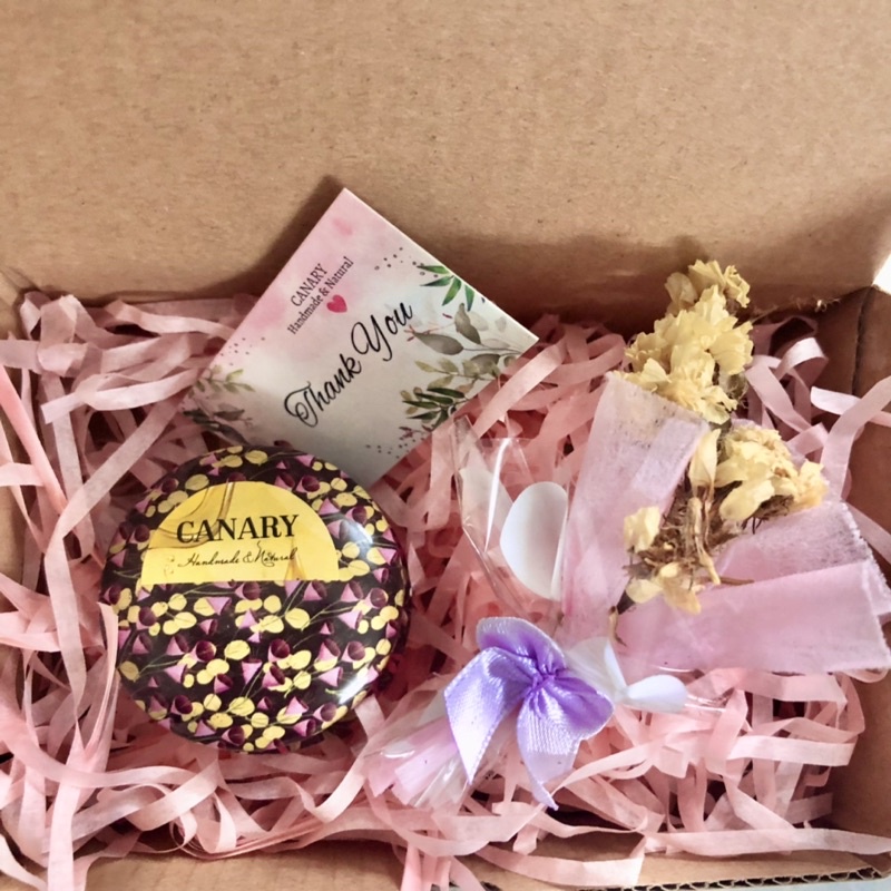 Giftset Nến thơm + bó hoa mini, Nước hoa sáp + bó hoa mini