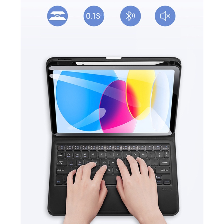 Bao da kèm bàn phím cho iPad  7/8/9 10.2inch, Ipad Gen 10 10.9 inch 2022 bluetooth có bàn di chuột chính hãng Dux Ducis