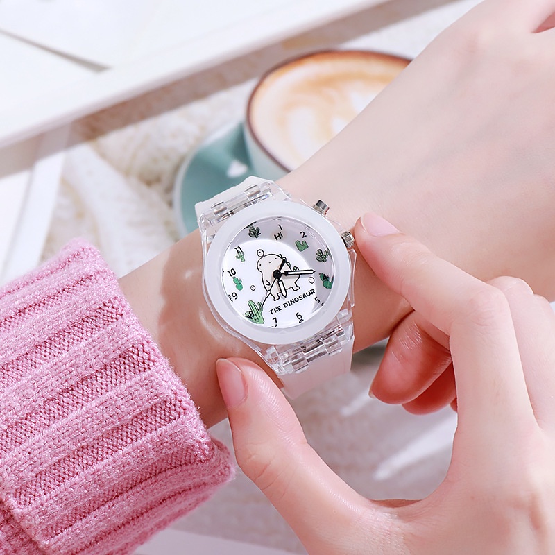 Đồng hồ cho bé gái đồng hồ trẻ em hoạt hình công chúa elsa dễ thương có đèn led phát sáng