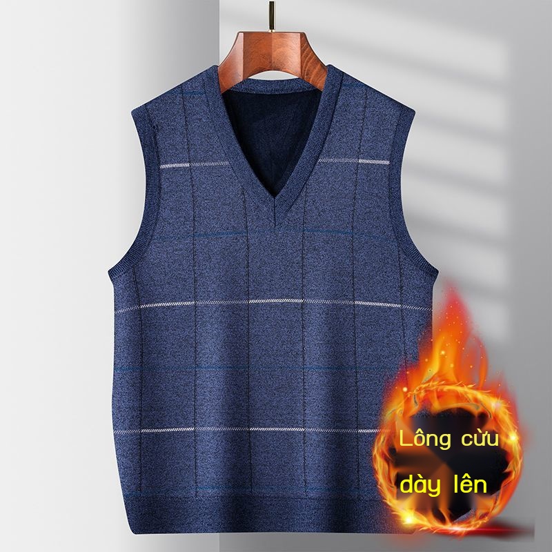 Áo Ghi Lê Dệt Kim Cổ Chữ v Thời Trang Thu Đông Cho Nam Giới Trung Niên 45%