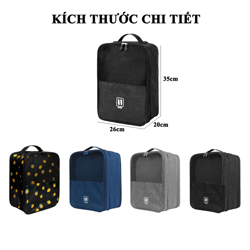 Túi Đựng Giày Dép Du Lịch Cỡ Lớn 3 Ngăn, Chất Liệu Chống Thấm Nước, Có Khe Gài Tay Kéo Vali Tiện Lợi